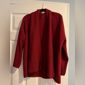 Talbots women’s red cardigan merino wool cotton blend